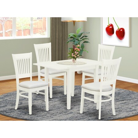 East West Furniture 5 Piece Norden Rectangular Dinette Set - Linen White NDVA5-LWH-C